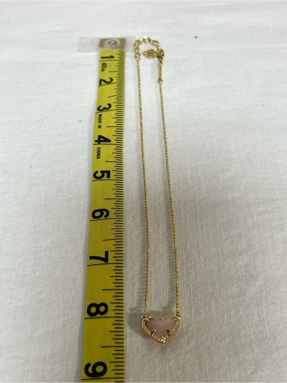 Kendra Scott Gold Necklace with Light Pink Heart Pendant